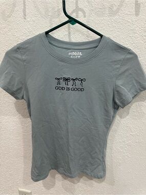 Modal Soft 'God Is Good' Short Sleeve Tee - Light Blue